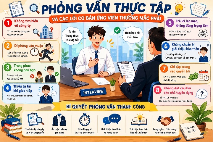 Phỏng vấn thực tập và các lỗi cơ bản mà ứng viên thường mắc phải ?