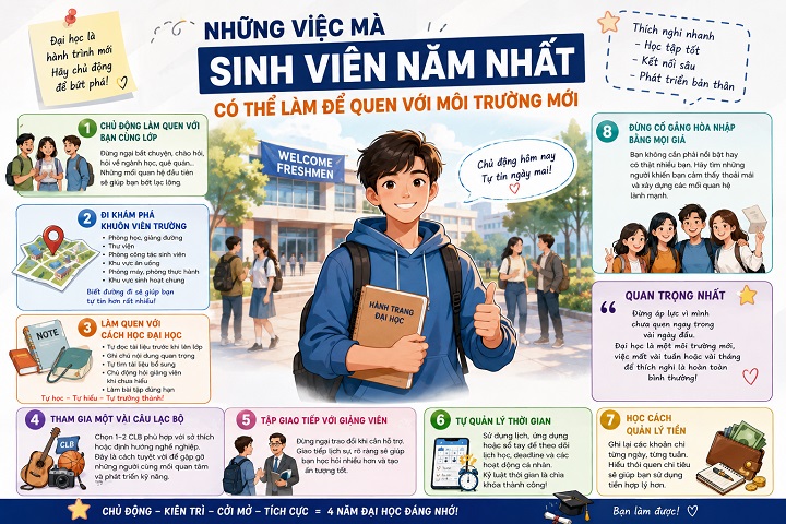 Những việc mà sinh viên năm nhất có thể làm để quen với môi trường mới