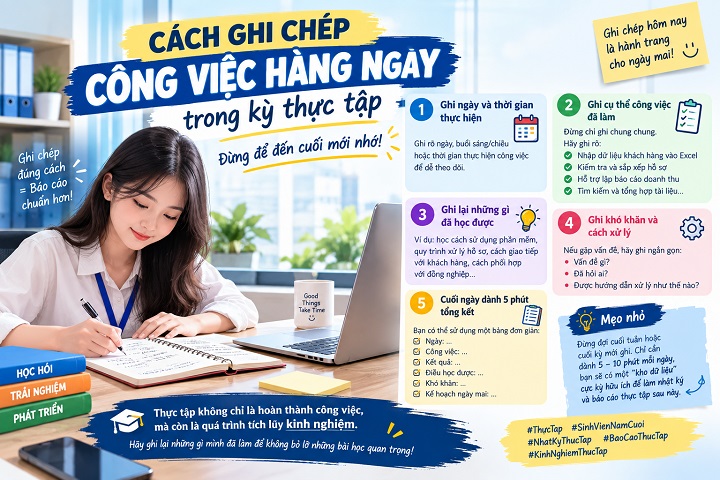 Cách ghi chép công việc hàng ngày trong kỳ thực tập