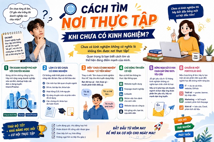 Cách tìm nơi thực tập khi chưa có kinh nghiệm hiệu quả ?